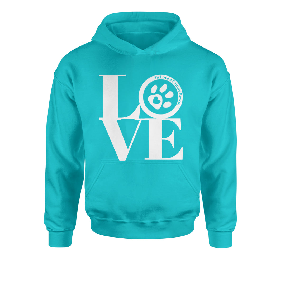 TLC LOVE Dog Rescue Youth-Sized Hoodie Teal