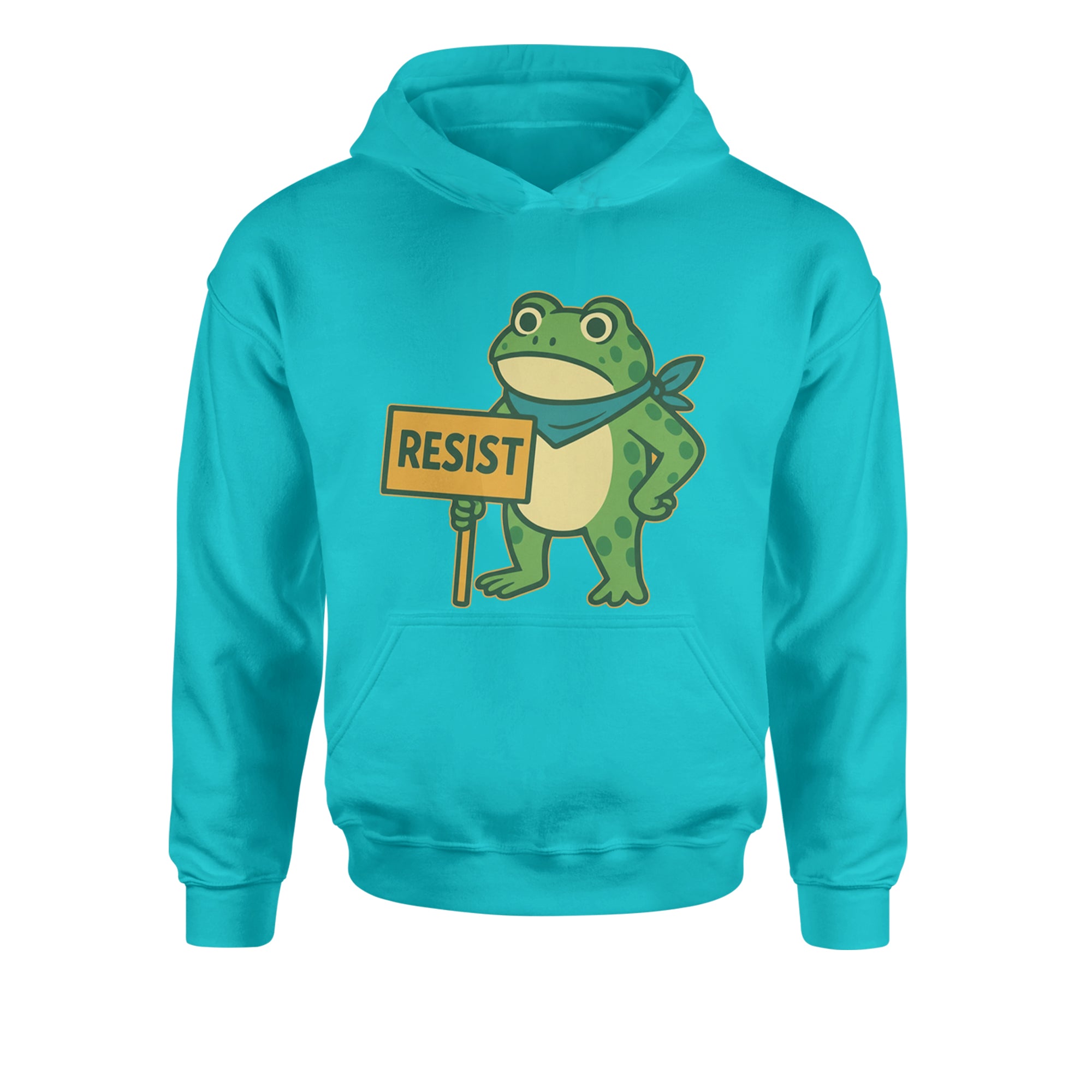 Sign Resist Meme Frog Protest Youth-Sized Hoodie Teal