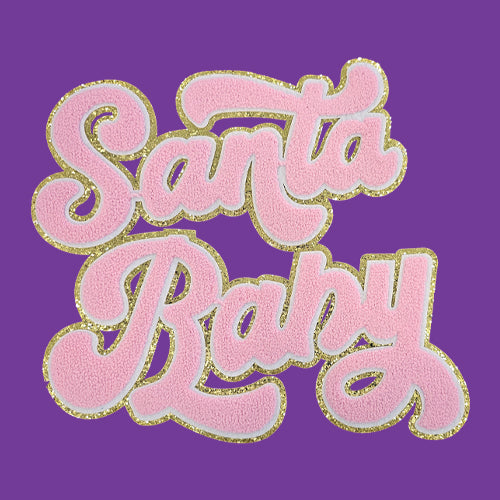 Pink Santa Baby Chenille Patch  Mens T-shirt