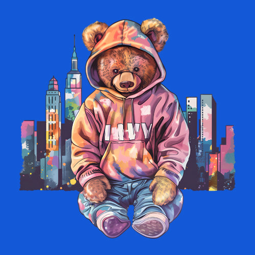 City Skyline Urban Graffiti Bear  Mens T-shirt