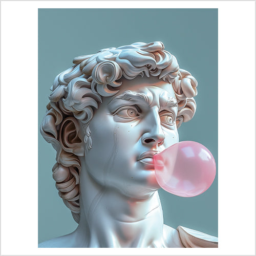 Michelangelo's David with Bubble Gum Contemporary Statue Art Mens T-shirt