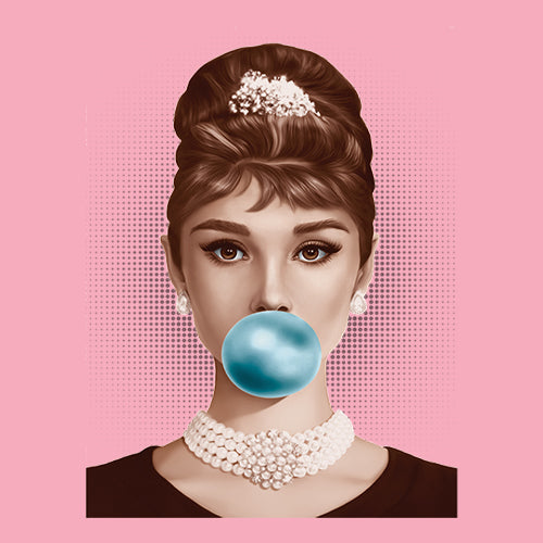 Audrey Hepburn Chewing Bubble Gum American Icon Mens T-shirt