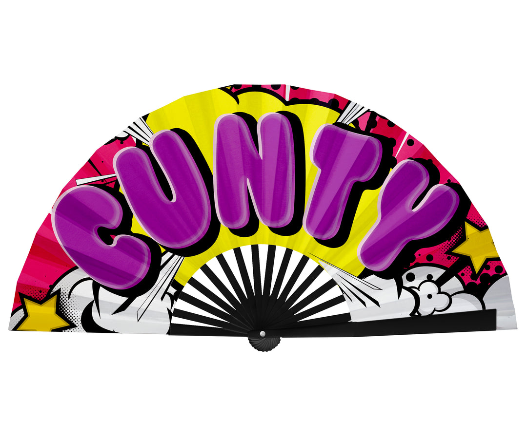 Drag Queen Clack Fan, Cunty Fan, Pride Hand Fan, Fancy Fan, Line Dancing Folding Fan, Rave Fan - Large 26 Inch Foldable Fan
