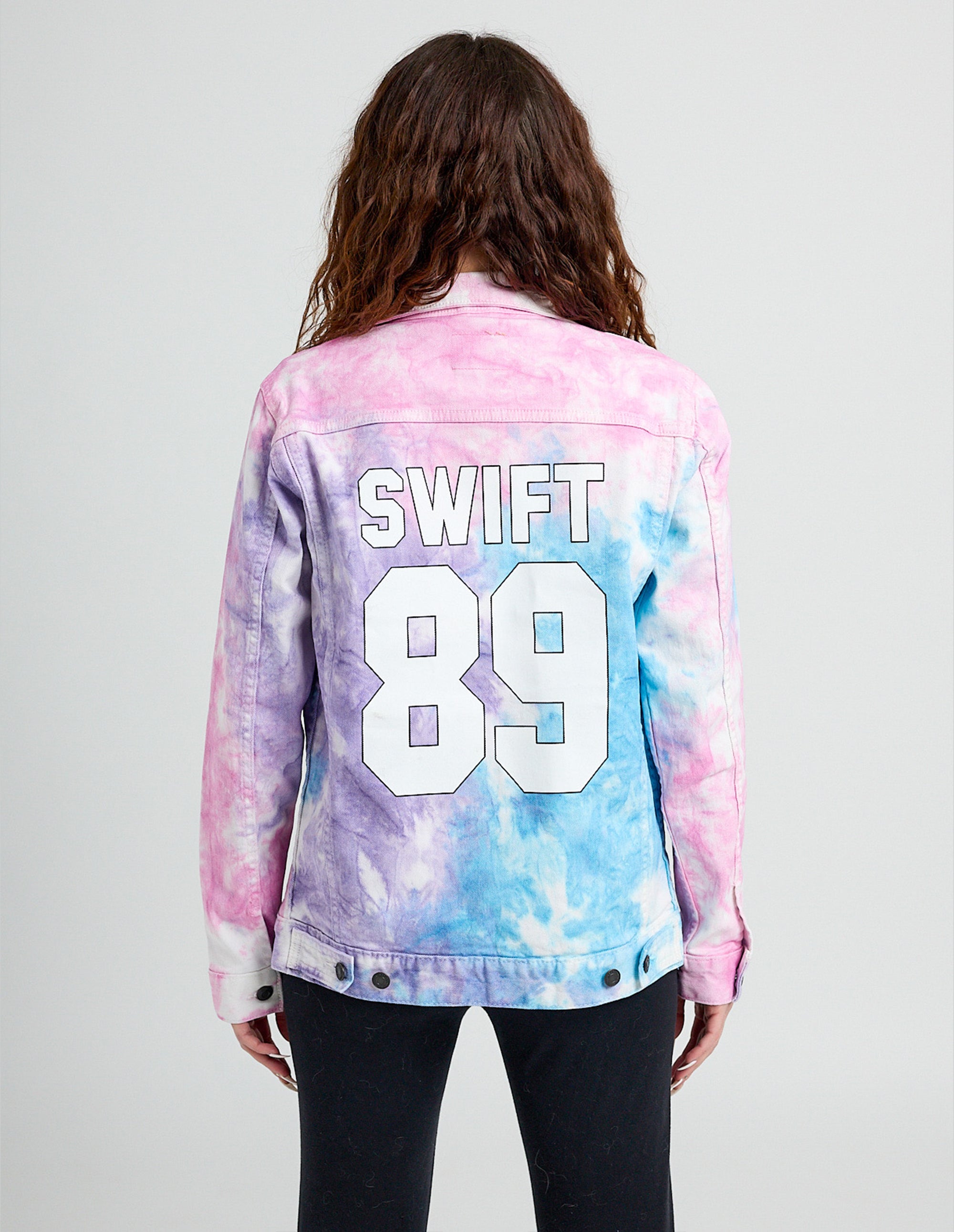 Swift 89 Birth Year Music Fan Lover Era Tie-Dye Denim Jacket