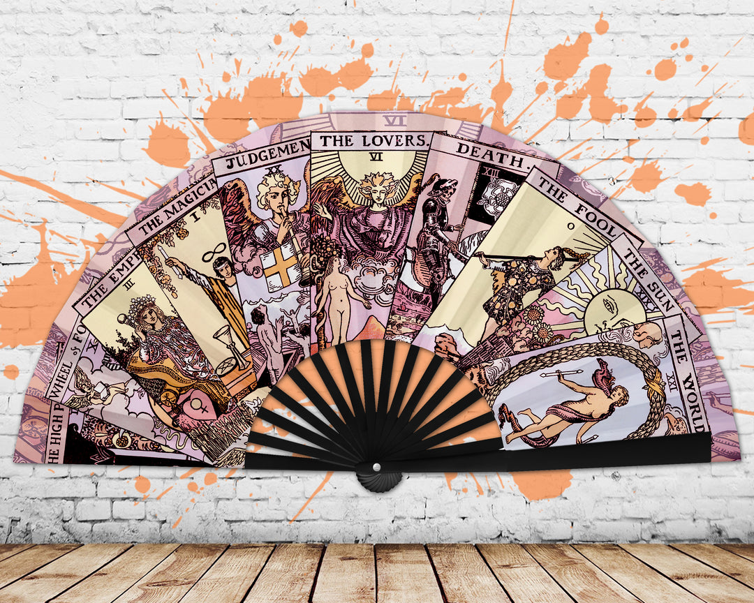 Tarot Card Hand Fan, Large Mystic Fans, Burning Man Accessories, Large Clack Fans, Rave Fan, Festival Accessories, Oversized Folding Fan