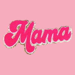 Mama Hot Pink Glitter Chenille Patch Men's T-shirt