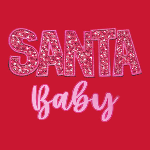 Santa Baby Faux Patch and Sequins  Mens T-shirt