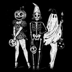 Vintage Spooky Squad Pinup Halloween Design Mens T-shirt 