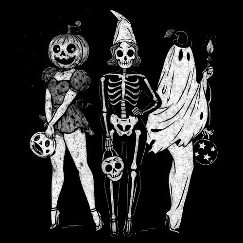 Vintage Spooky Squad Pinup Halloween Design Mens T-shirt 