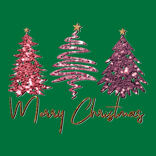 Merry Christmas Faux Glitter Trees  Mens T-shirt