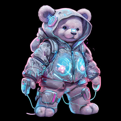 Cyberpunk Adventure Urban Graffiti Bear  Mens T-shirt