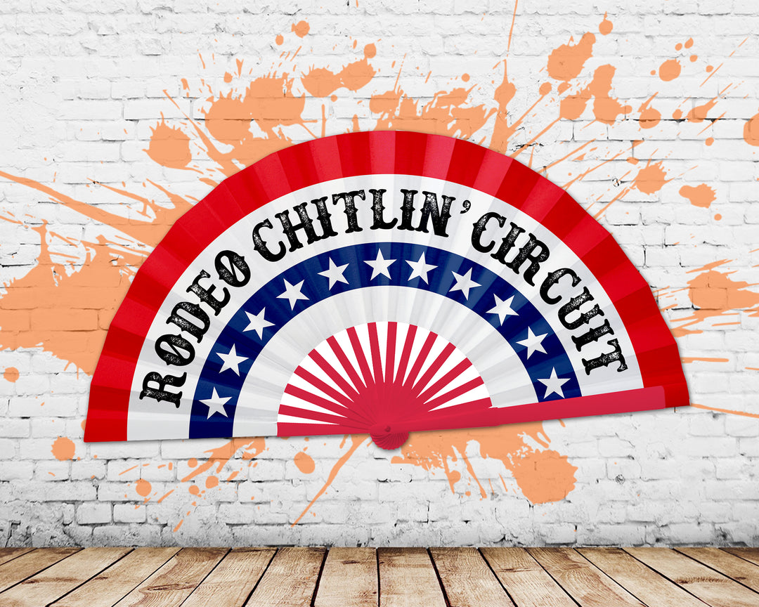 Cowboy Fan, Red White Blue Fan, Rodeo Chitlin Circuit Clack Fan, Large Carter Show Hand Fan, Country Music Merch, Gift - 26 Inch