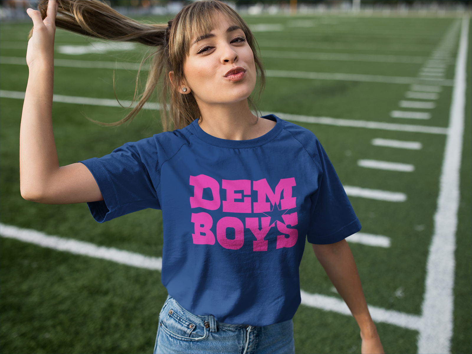 Dem Boys Hot Pink Dallas  Mens T-shirt Tie-Dye Blue Ocean