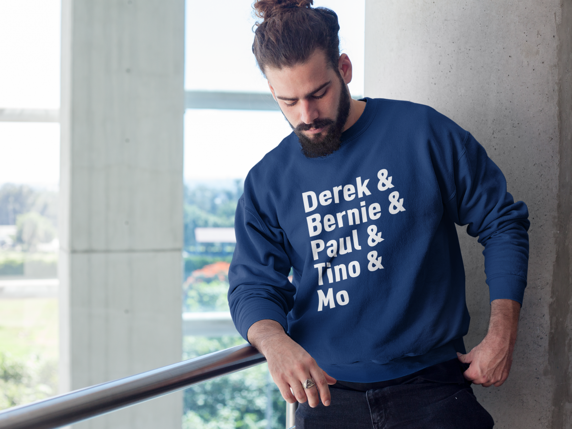 Derek & Bernie & Paul & Tino & Mo Mens T-shirt Navy Blue