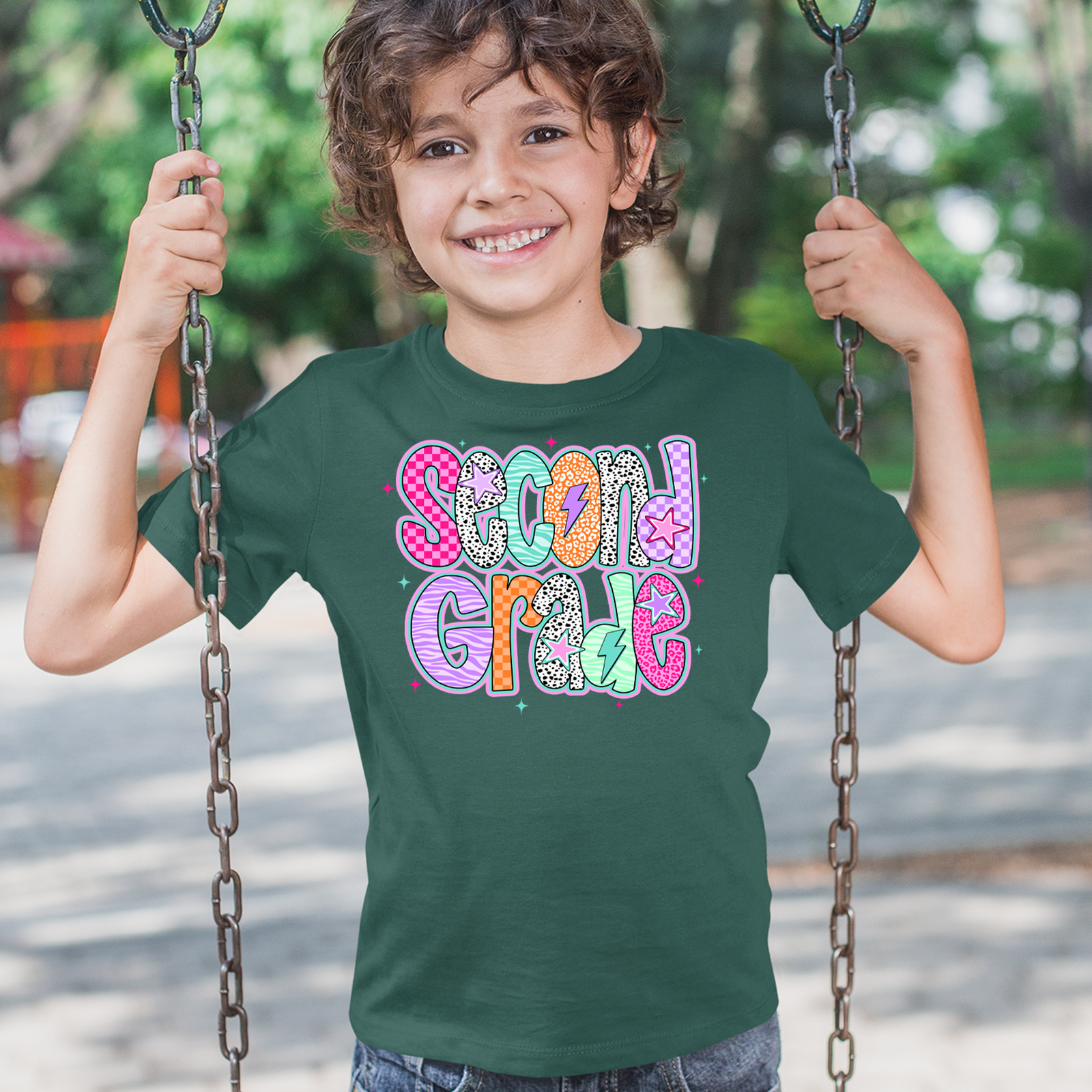 Second Grade Star Colorful Back to School Men's T-shirt Black