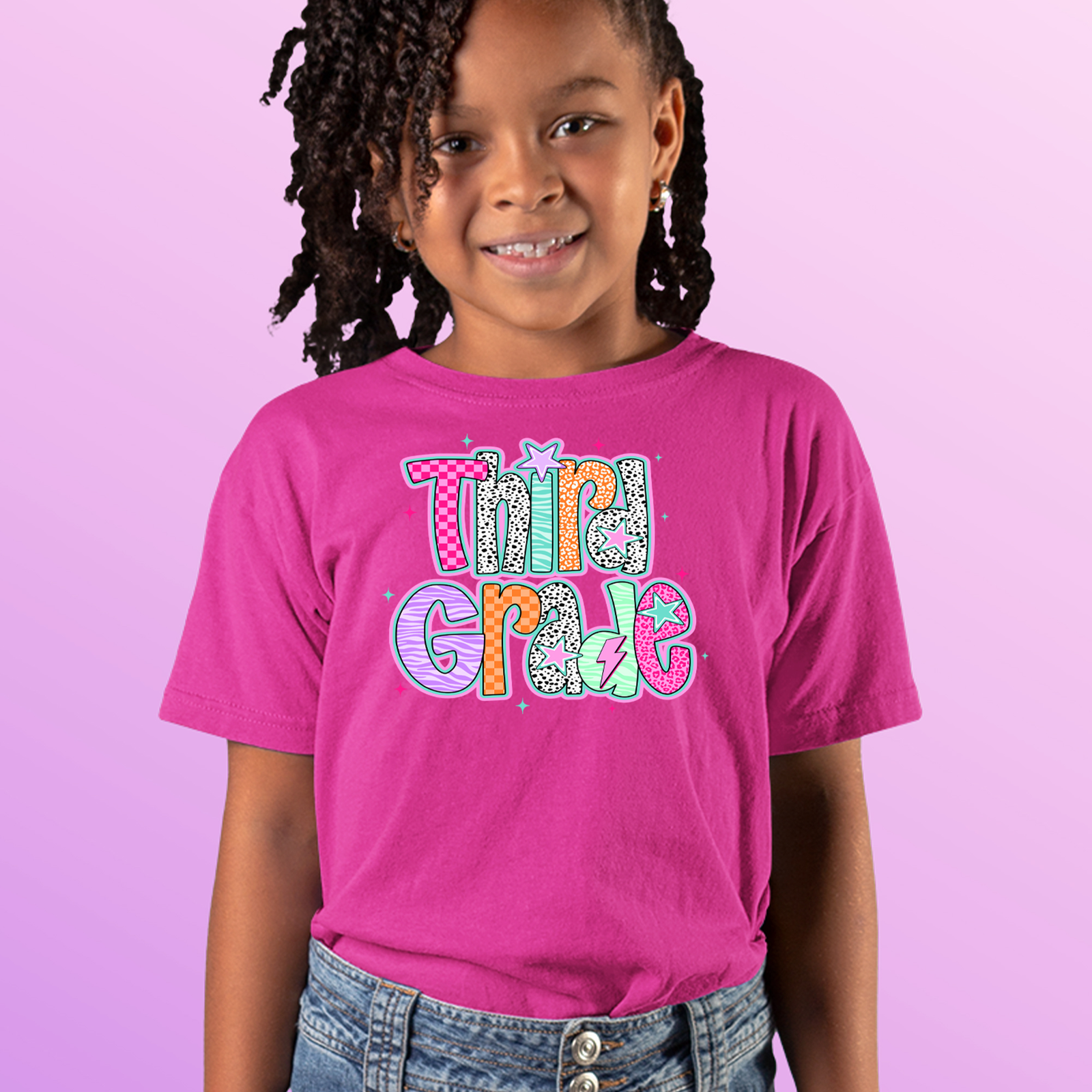 Third Grade Thunder Colorful Back to School Men's T-shirt Black