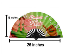 Pinkies and Pearls Folding Fan, HBCU Clack Fan, Large Sorority Fan, Snapping Fan, Concert Hand Fan, Line Dancing Fan,Graduation Gift For AKA