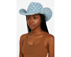 Denim Cowboy Hat, Frayed Rodeo Cowgirl Hat, Country Music Merch, Western Concert Outfit, Summer Style, Festival Accessories, Denim On Denim