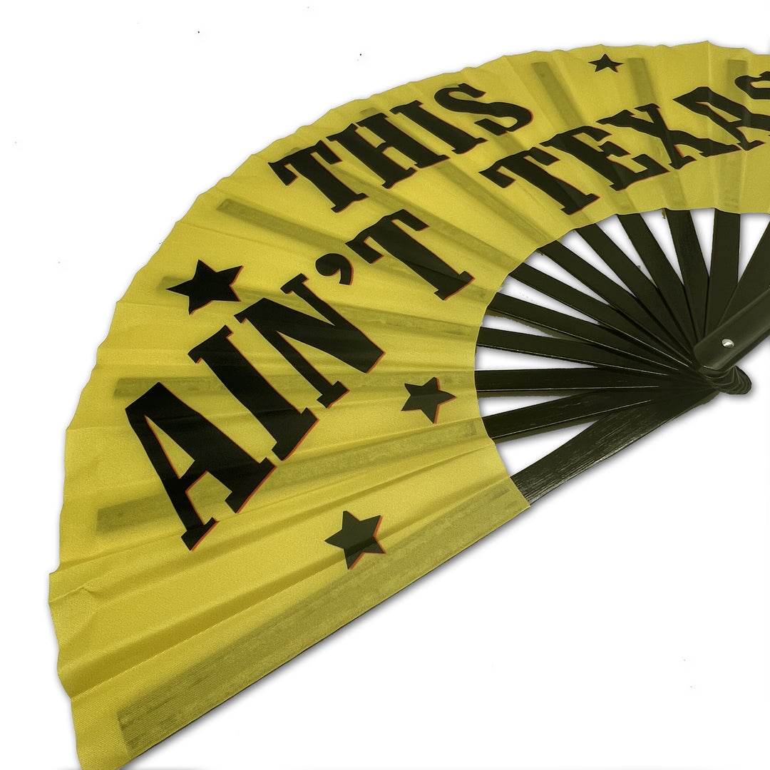 THIS AIN'T TEXAS Large Concert Hand Fan - Folding CLACK Fan, Cowboy Carter Fan, Perfect for Festivals, Raves, Abanicos de Mano para Fiesta