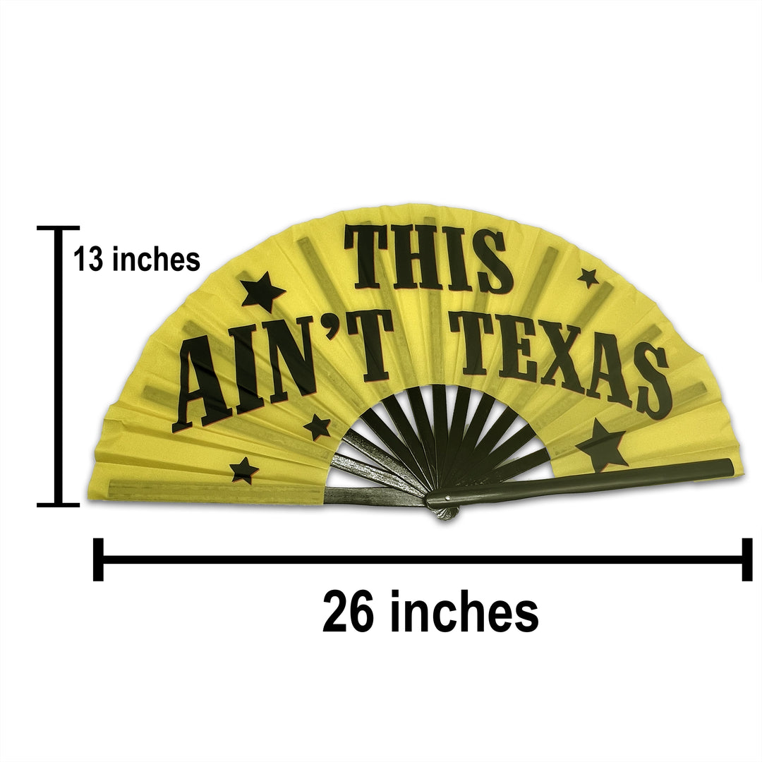 THIS AIN'T TEXAS Large Concert Hand Fan - Folding CLACK Fan, Cowboy Carter Fan, Perfect for Festivals, Raves, Abanicos de Mano para Fiesta