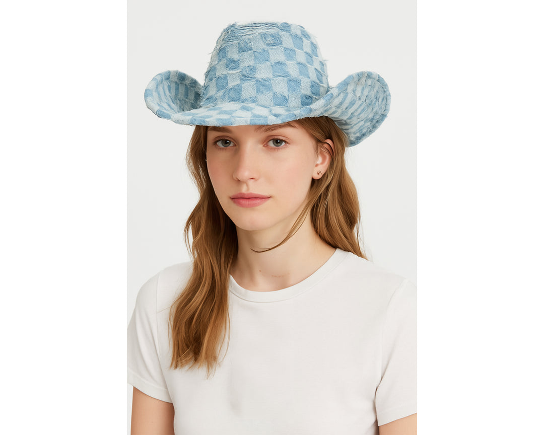 Denim Cowboy Hat, Frayed Rodeo Cowgirl Hat, Country Music Merch, Western Concert Outfit, Summer Style, Festival Accessories, Denim On Denim