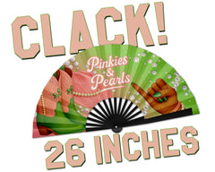 Pinkies and Pearls Folding Fan, HBCU Clack Fan, Large Sorority Fan, Snapping Fan, Concert Hand Fan, Line Dancing Fan,Graduation Gift For AKA