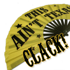 THIS AIN'T TEXAS Large Concert Hand Fan - Folding CLACK Fan, Cowboy Carter Fan, Perfect for Festivals, Raves, Abanicos de Mano para Fiesta