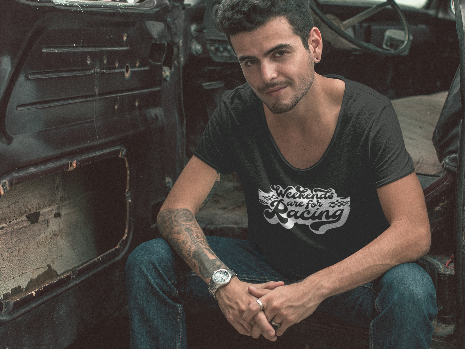 Weekends Are For Racing Mens T-shirt Black