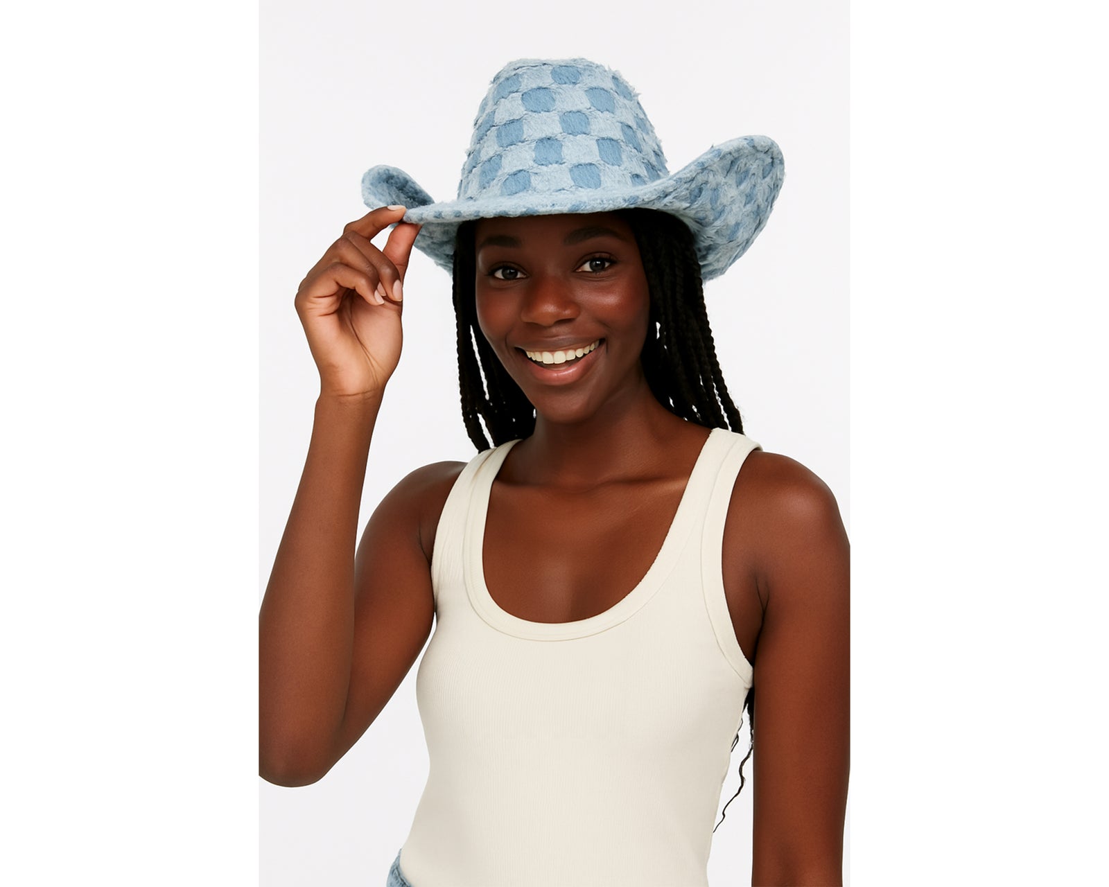 Denim Cowboy Hat, Frayed Rodeo Cowgirl Hat, Country Music Merch, Western Concert Outfit, Summer Style, Festival Accessories, Denim On Denim