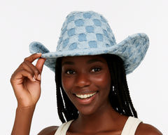 Denim Cowboy Hat, Frayed Rodeo Cowgirl Hat, Country Music Merch, Western Concert Outfit, Summer Style, Festival Accessories, Denim On Denim