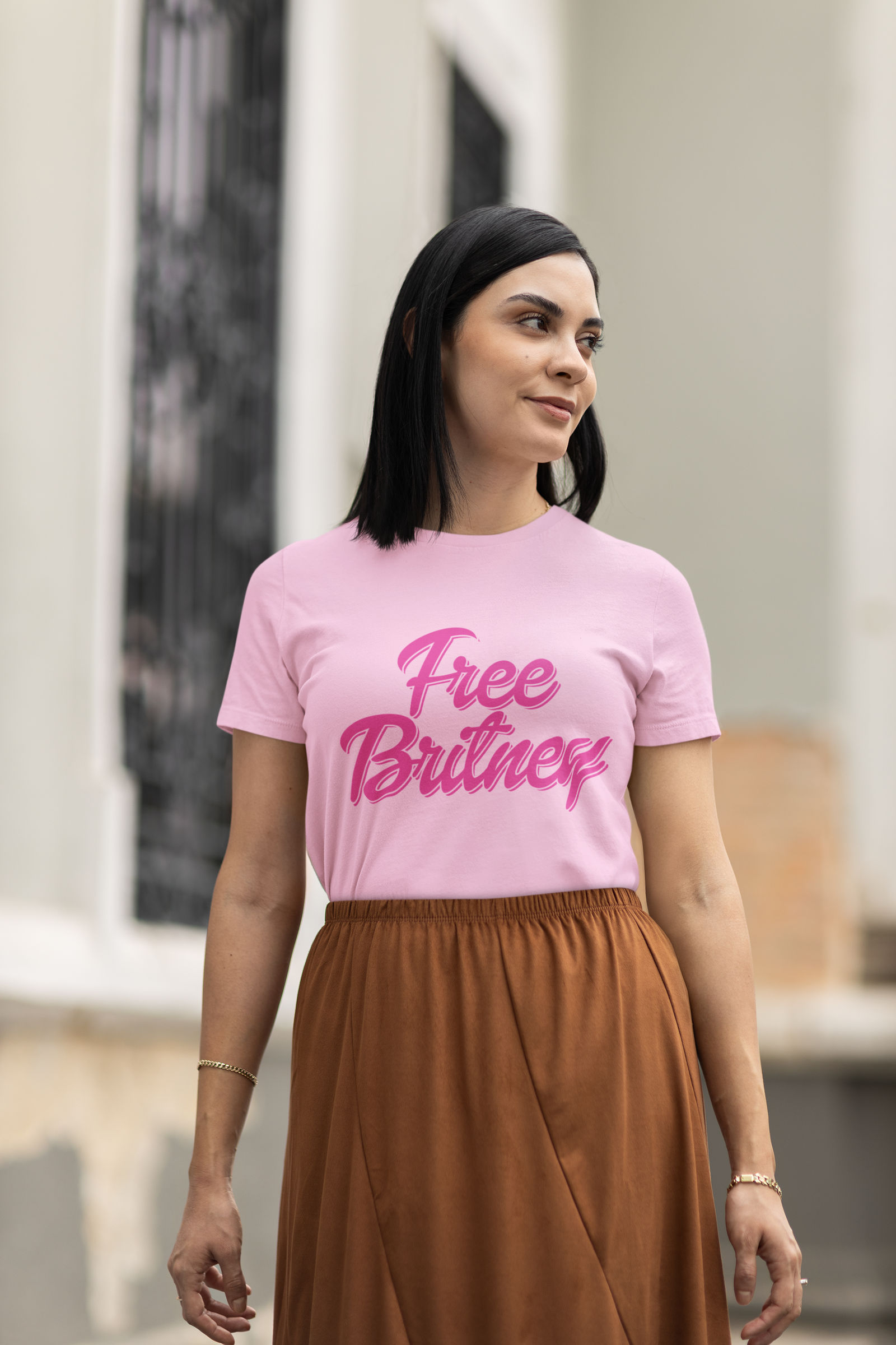Pink Free Britney Mens T-shirt Black