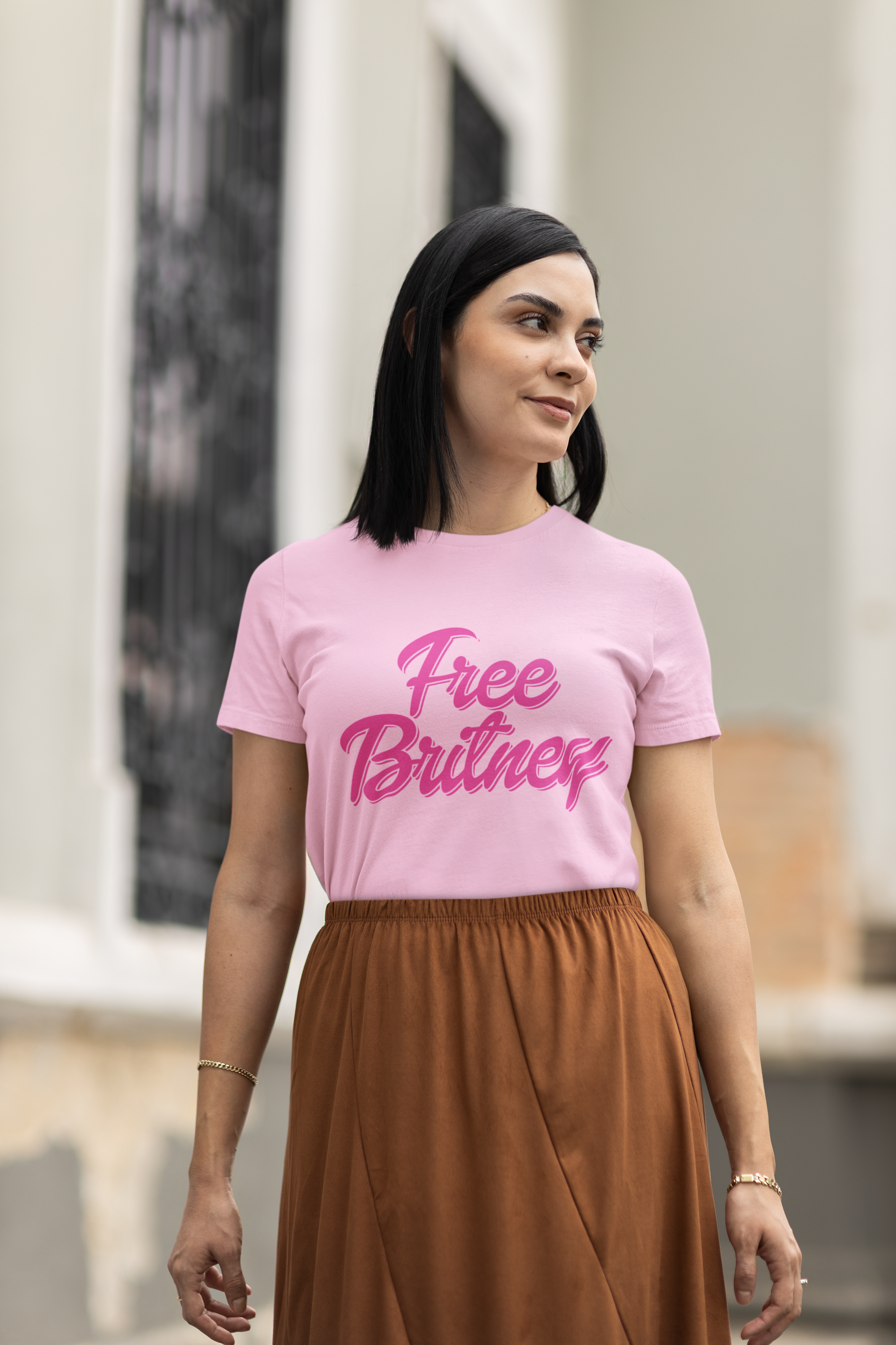 Pink Free Britney Mens T-shirt Black