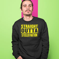 Straight Outta Steeler Nation Football graphic on Unisex Heavyweight Fleece Crewneck Sweatshirt alternate view 2