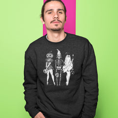 Vintage Spooky Squad Pinup Halloween Design Adult Crewneck Sweatshirt