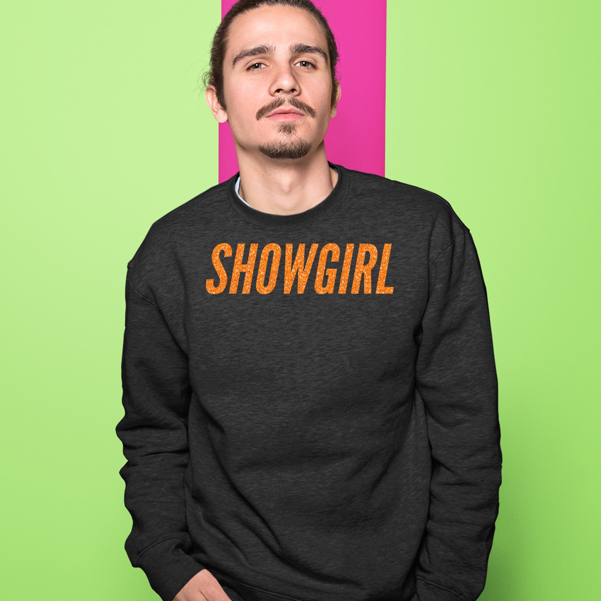 Showgirl Orange Glitter Adult Crewneck Sweatshirt 