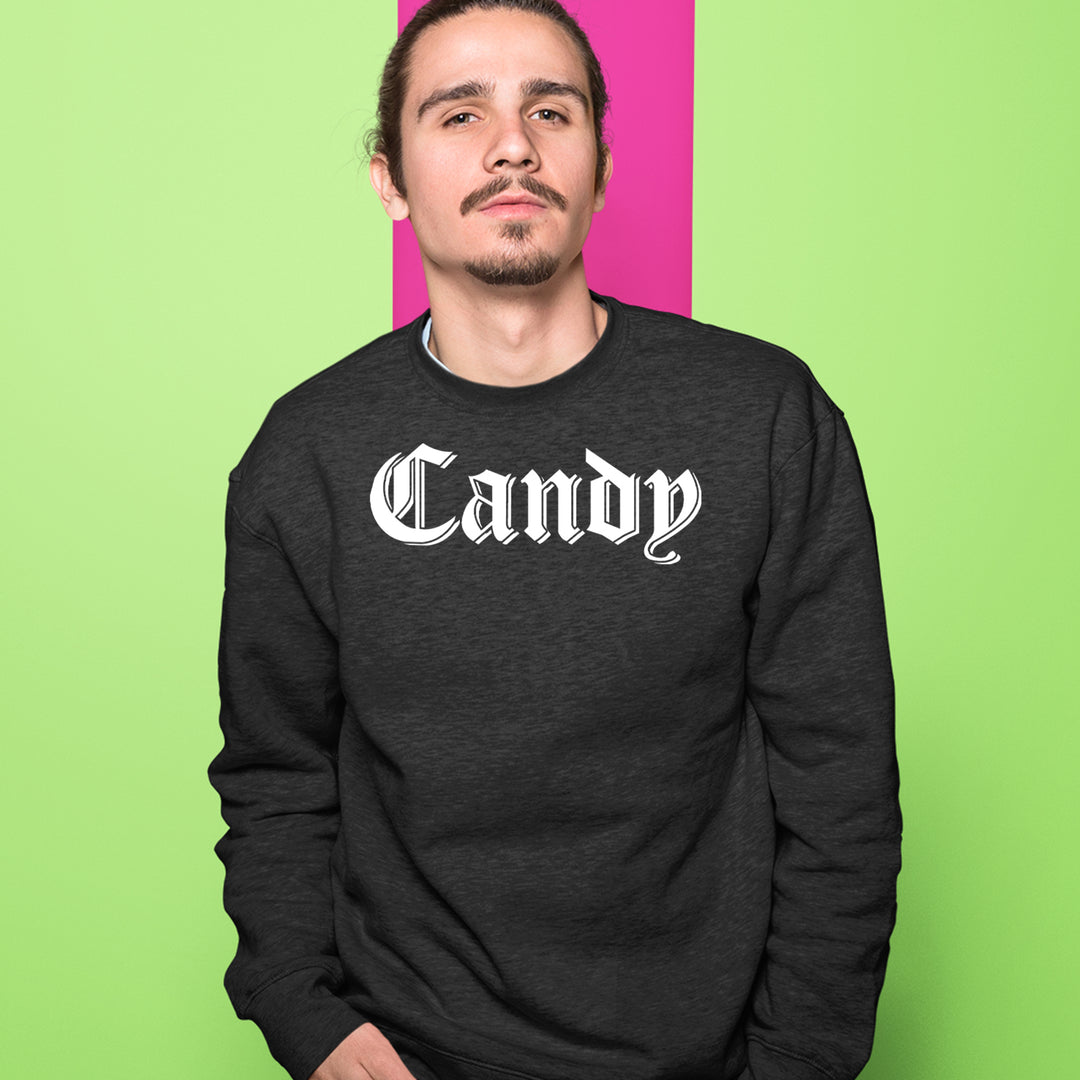 Candy Gothic Lettering Adult Crewneck Sweatshirt