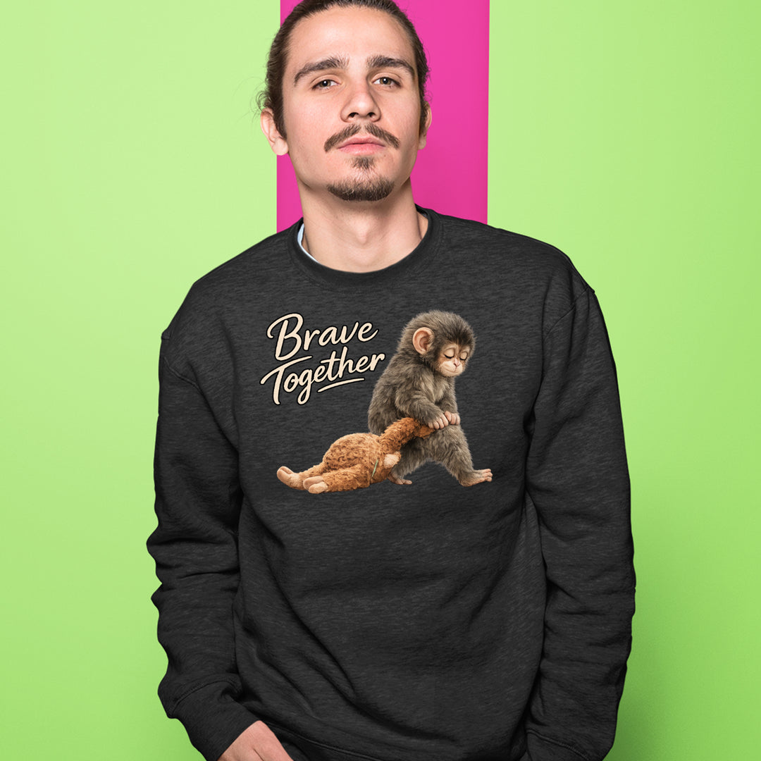 Punch Brave Together Stuffed Animal Adult Crewneck Sweatshirt 