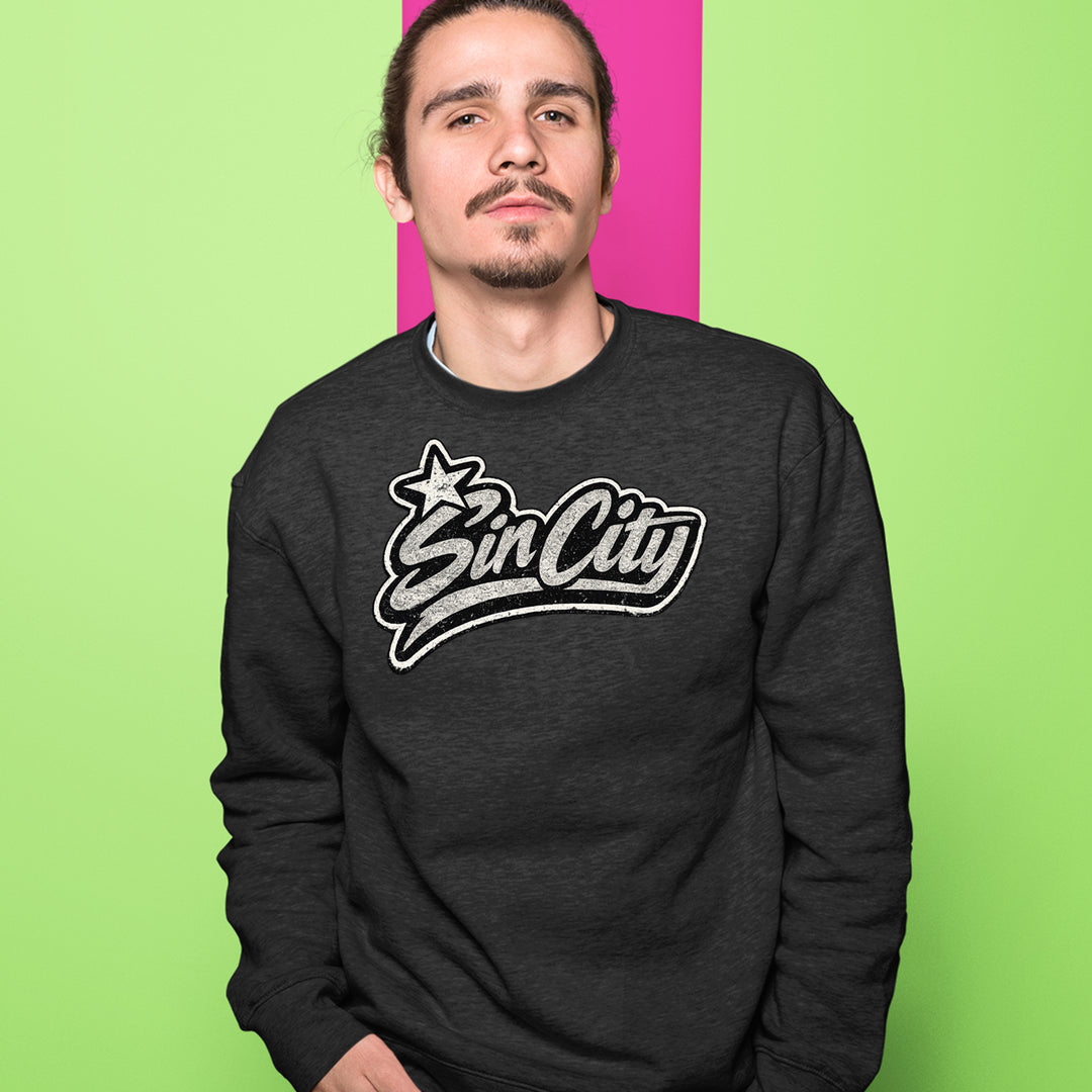 Sin City Vegas Retro Vintage Adult Crewneck Sweatshirt 