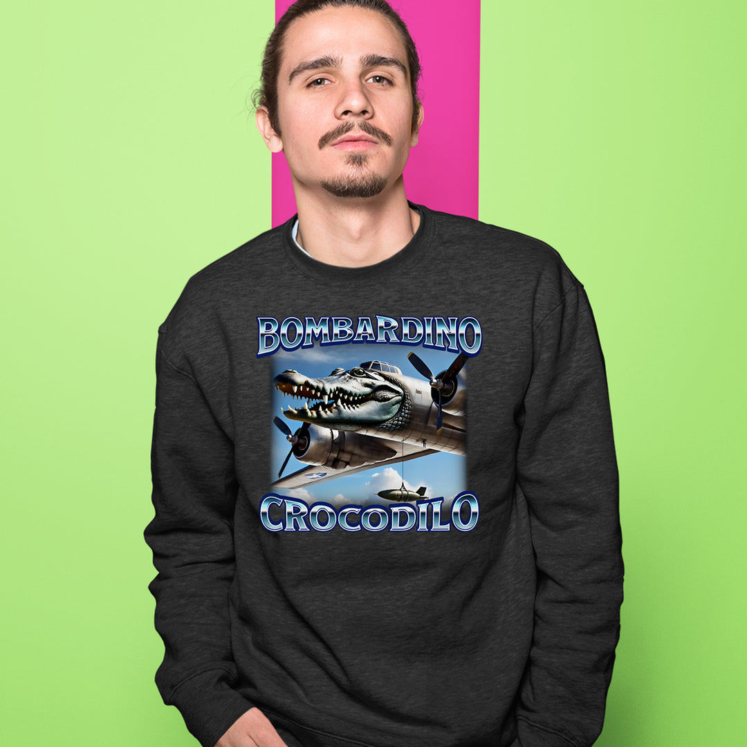 Bombardino Crocodilo Brainrot Adult Crewneck Sweatshirt 