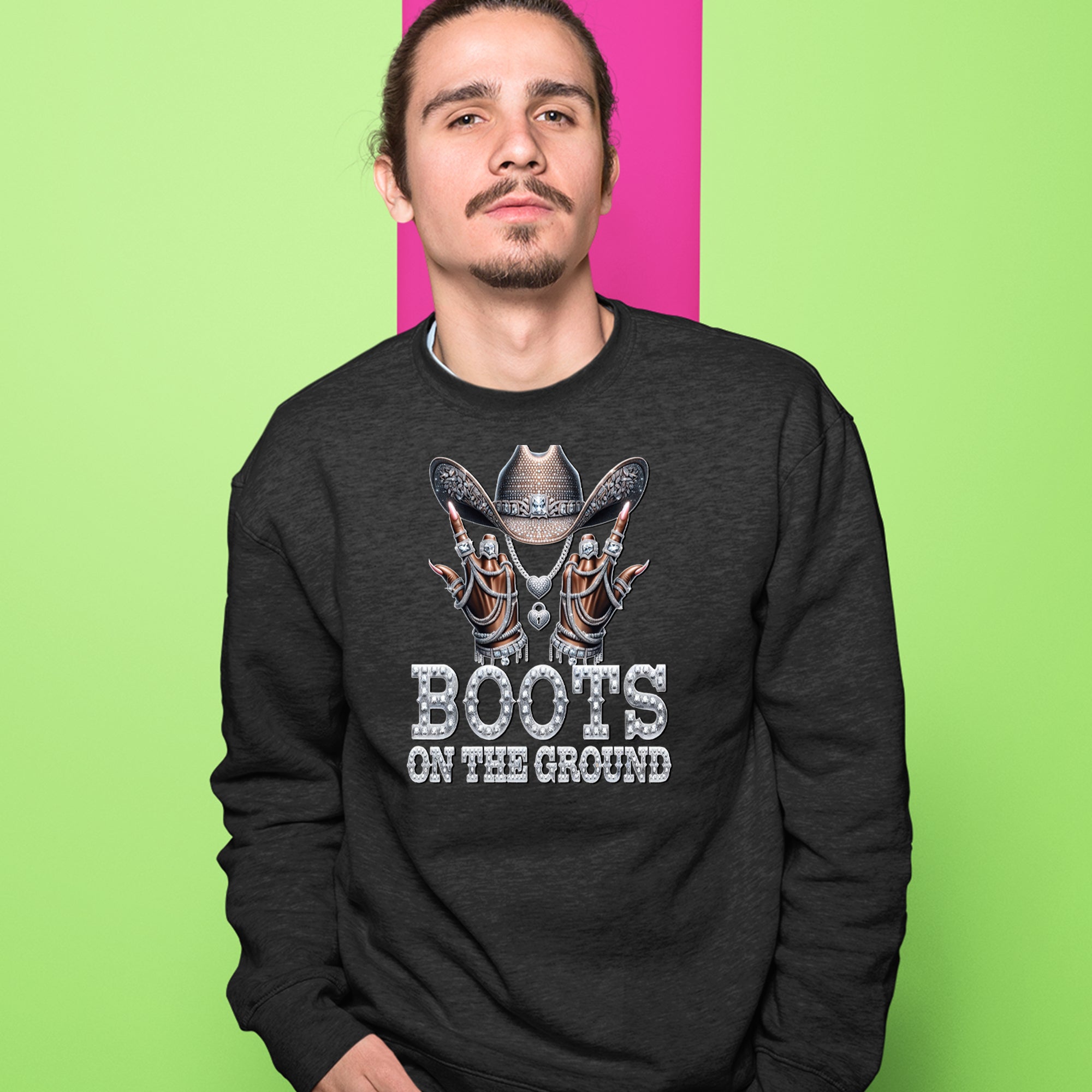 Boots On The Ground Bling Adult Crewneck Sweatshirt 