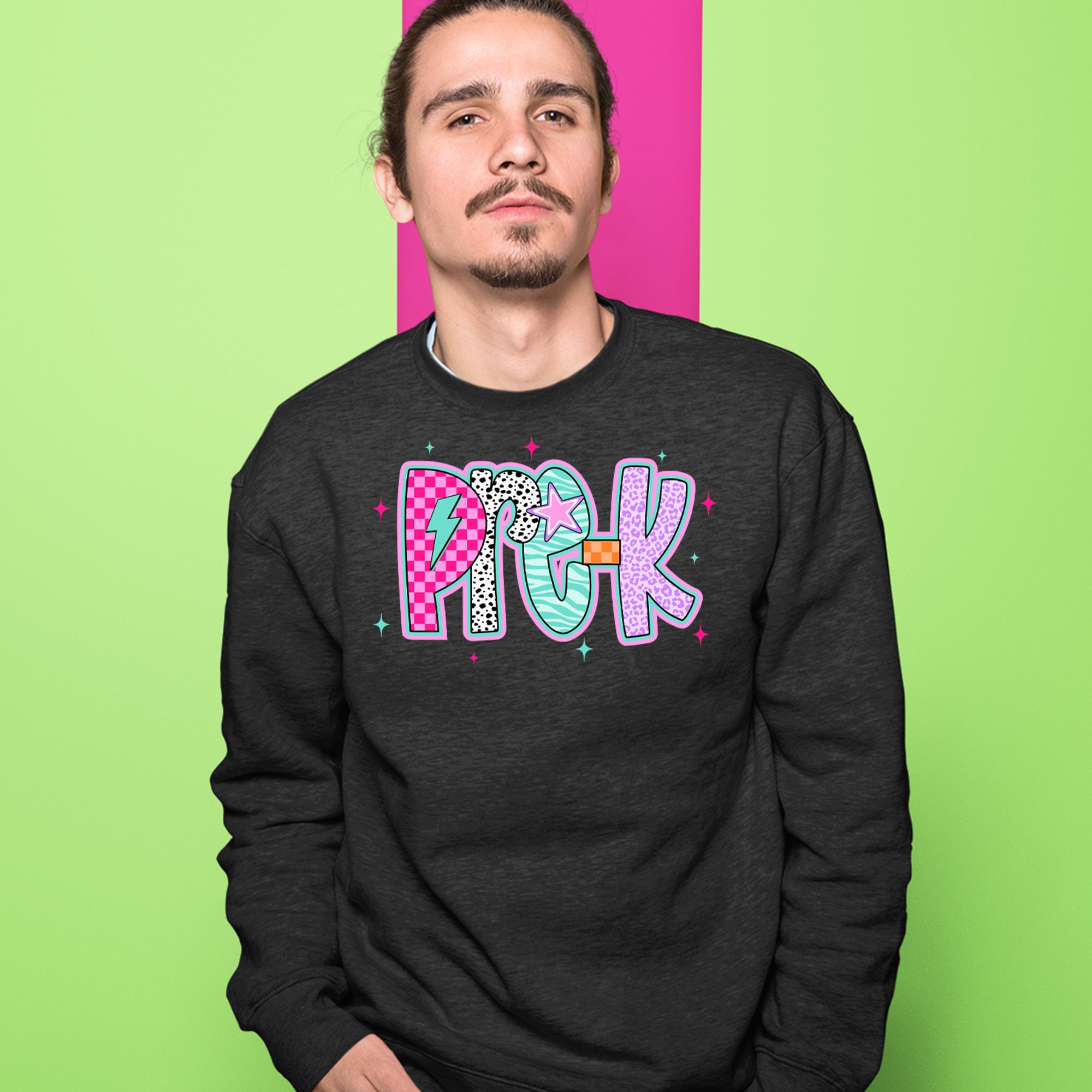 Pre-K Party Time Colorful Back to School Adult Crewneck Sweatshirt 