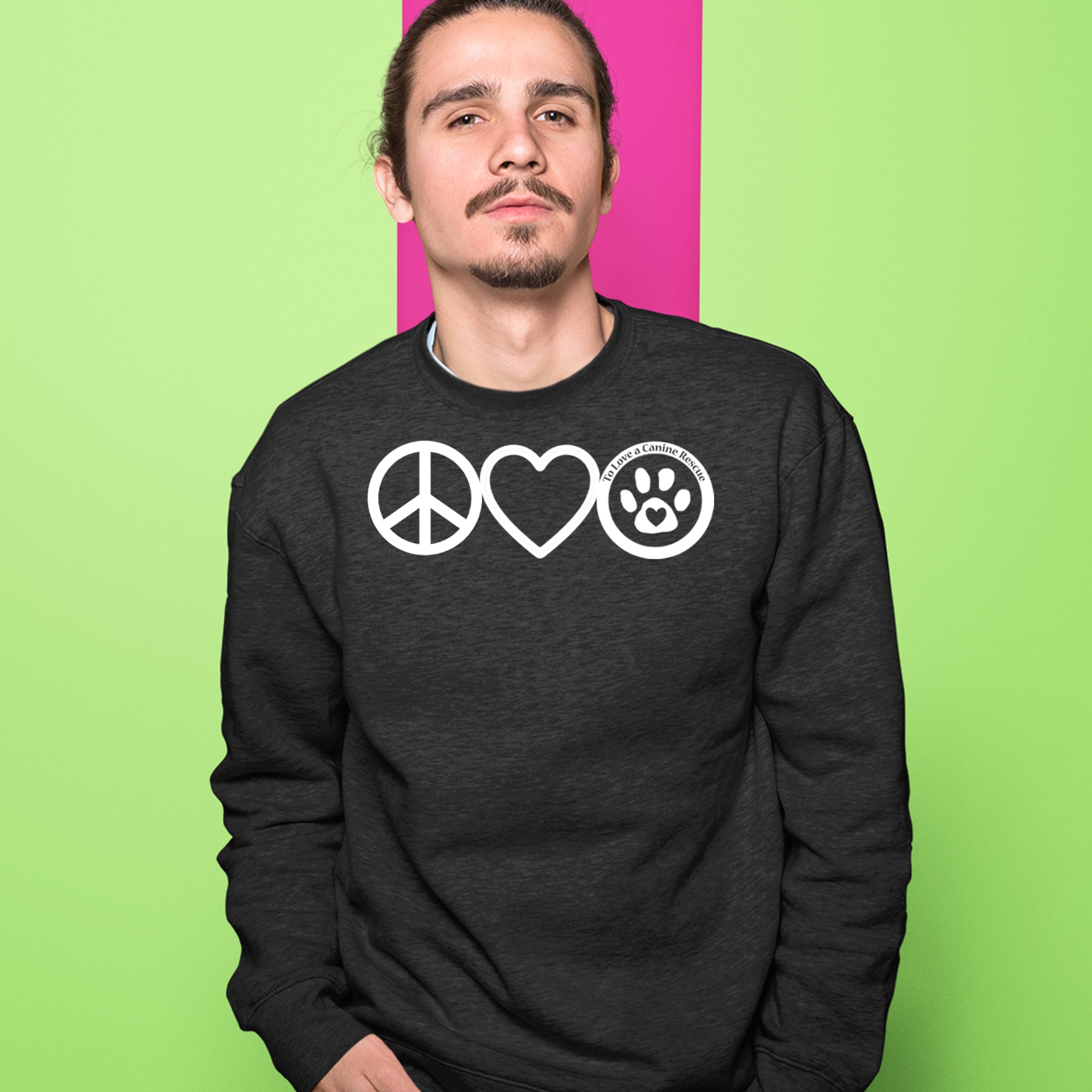 Peace, Love and TLC Dog Rescue Adult Crewneck Sweatshirt 