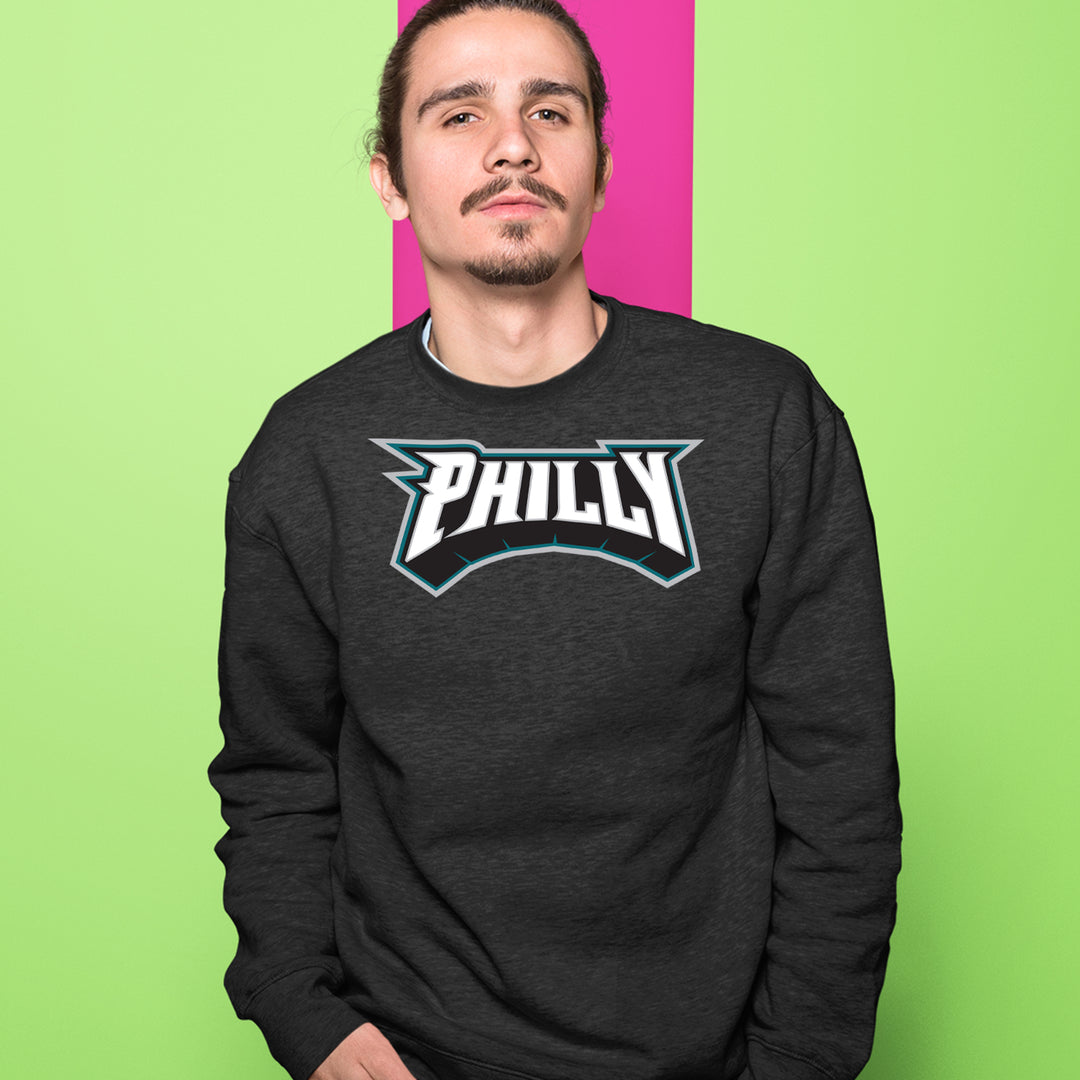 Philly Bold Block Throwback Adult Crewneck Sweatshirt 