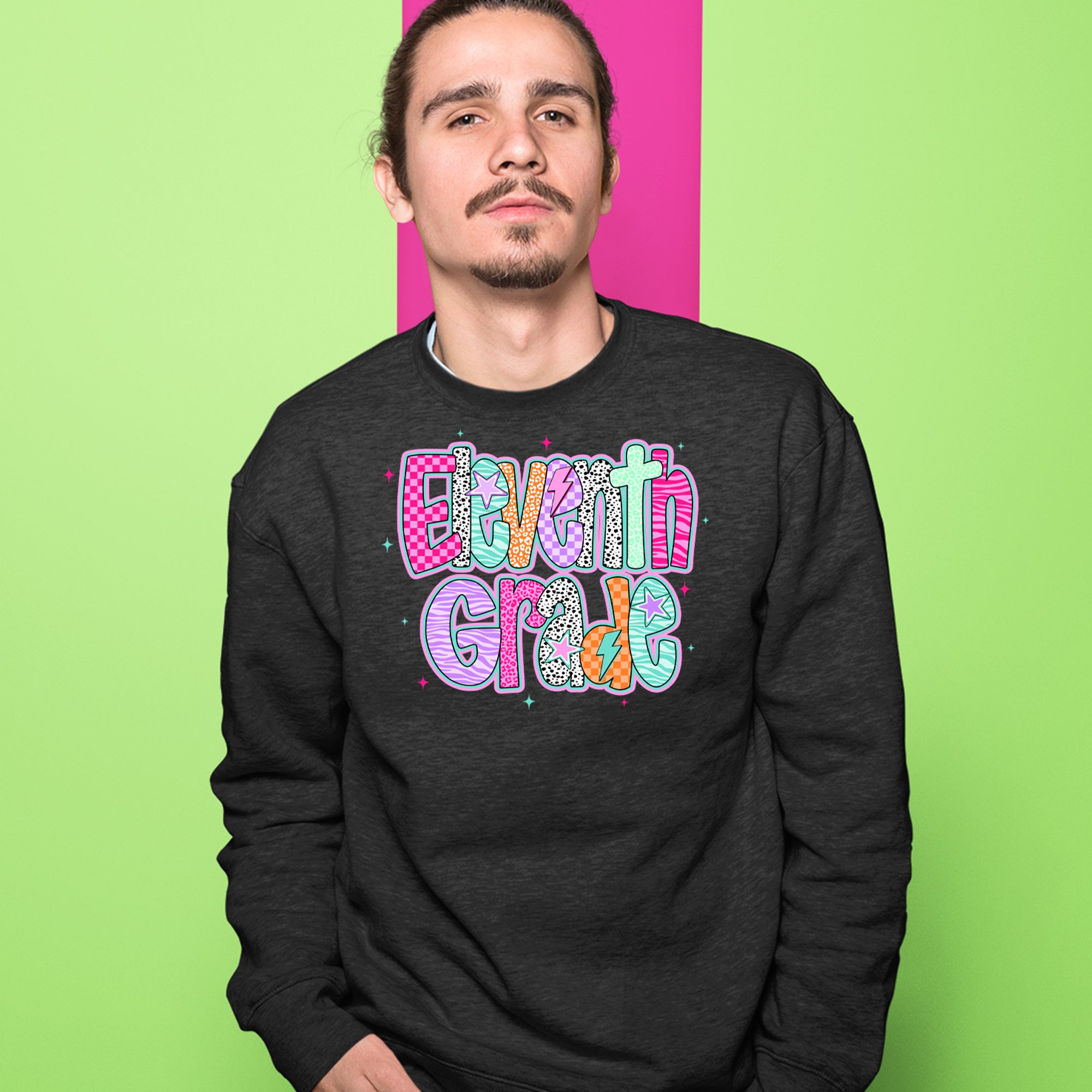 Eleventh Grade Extra Colorful Back to School Adult Crewneck Sweatshirt 