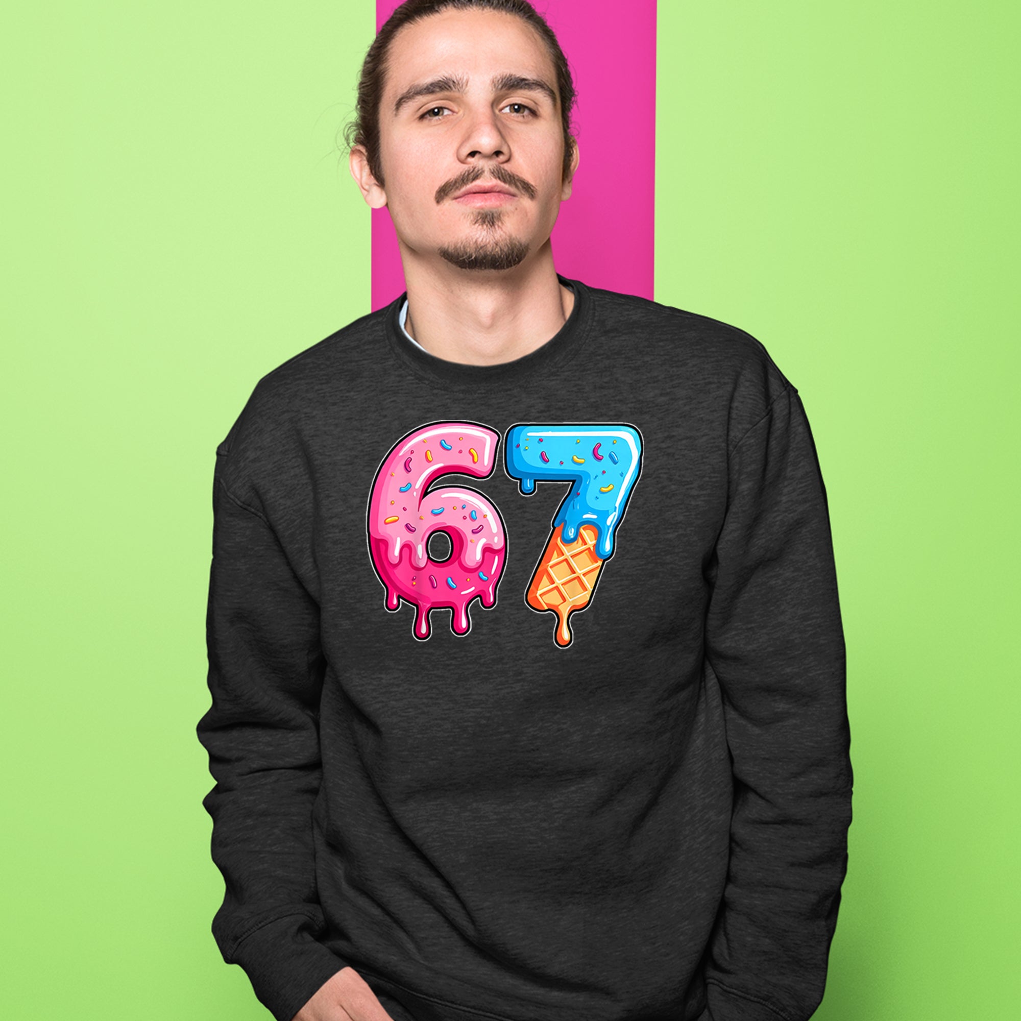 67 Dripping Ice Cream Donut Melt Adult Crewneck Sweatshirt 
