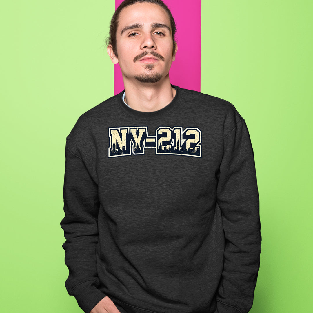 New York City 212 Area Code Skyline  Adult Crewneck Sweatshirt 