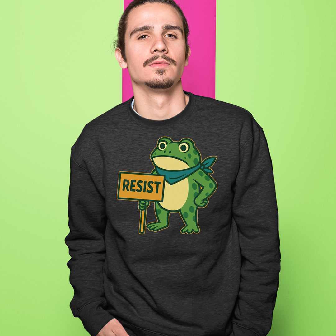 Sign Resist Meme Frog Protest Adult Crewneck Sweatshirt 