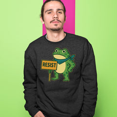 Sign Resist Meme Frog Protest Adult Crewneck Sweatshirt 