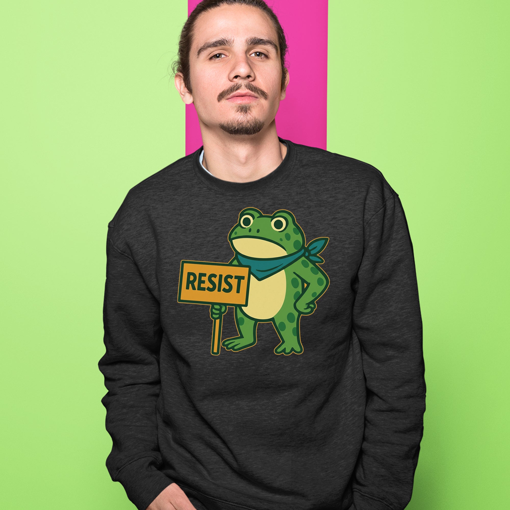 Sign Resist Meme Frog Protest Adult Crewneck Sweatshirt 