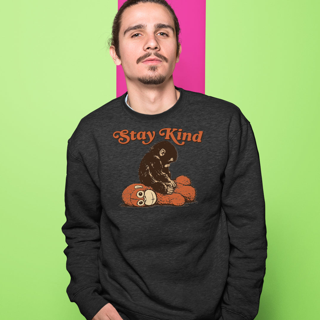 Punch Stay Kind Macaque Adult Crewneck Sweatshirt 